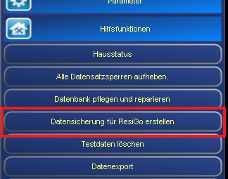 Datensicherung in der Hotelsoftware ResiGo.